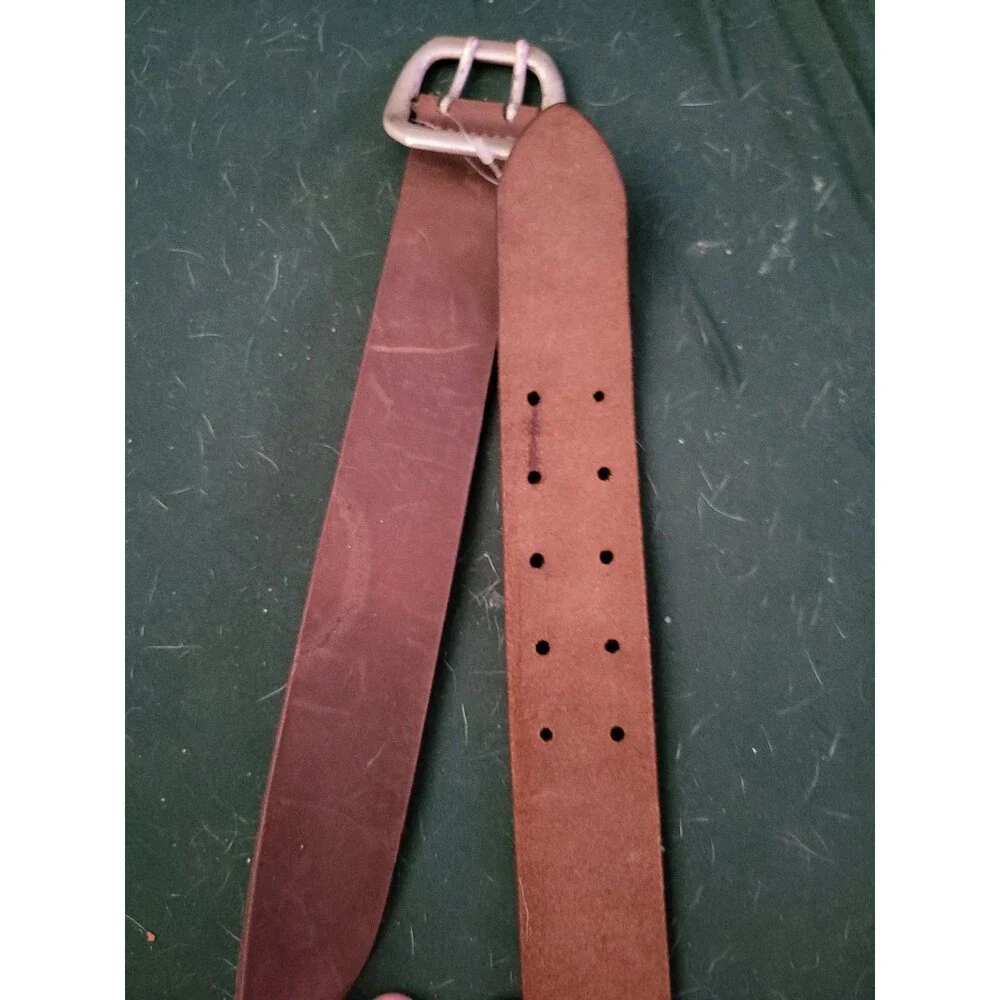Frye Leather Belt Brown Women's Large Silver Double Buckle
